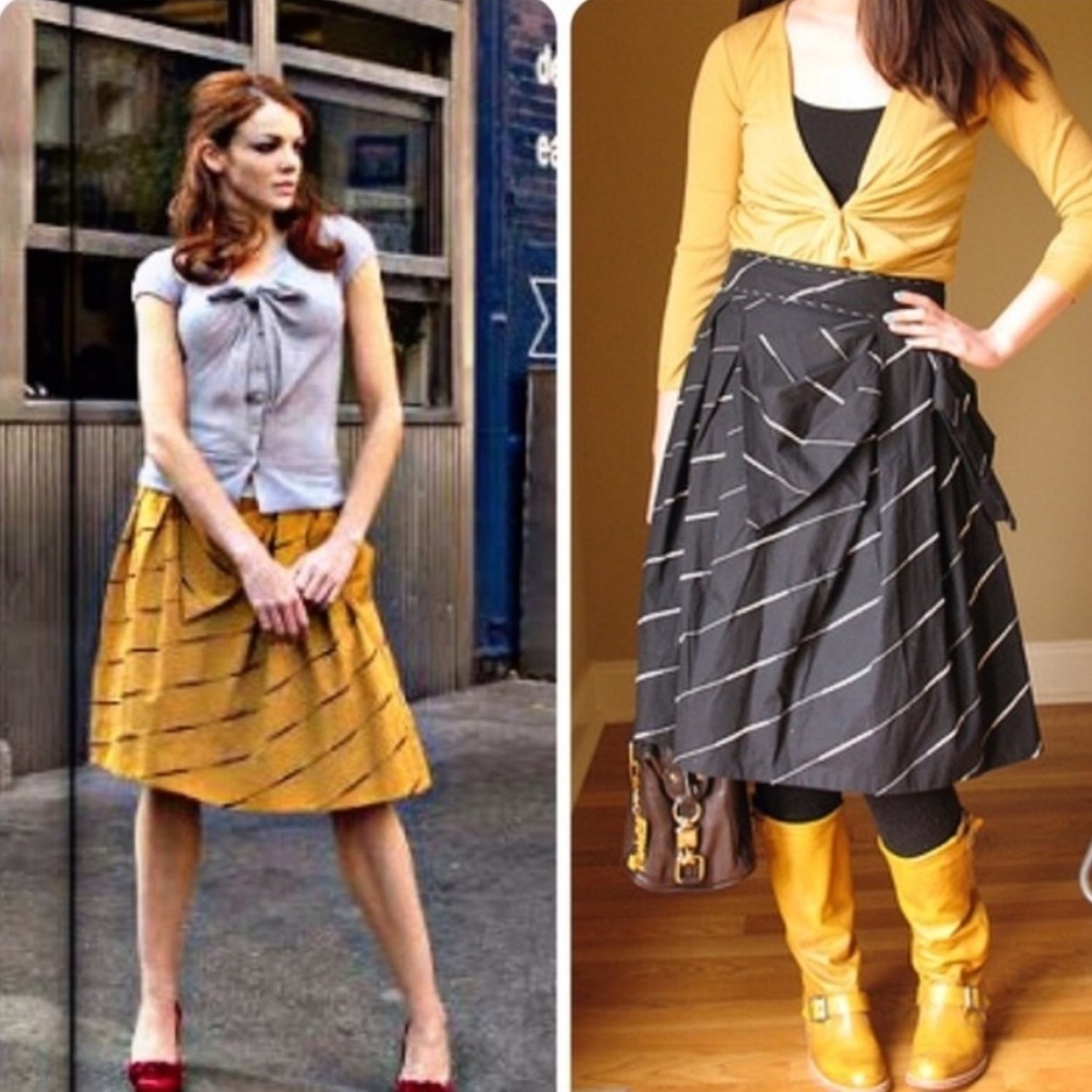 Anthropologie black white Floreat Subway Stairs preppy Full Tulle skirt size 4